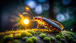 © prasit - Macro view of a firefly emitting light in the dark, with clear background