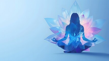 meditation, yoga pose with lotus flower background,international yoga day