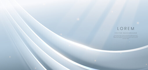 Wall Mural - luxury grey and white curved lines background and lighting effect sparkle.