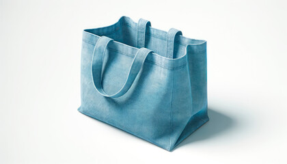 Wall Mural - A blue fabric tote bag on a clean white background, concept of branding and product mockup, Generative AI