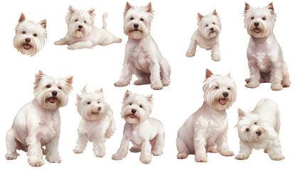 Wall Mural - West Highland white terrier watercolor illustration clipart.