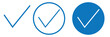 © Pixel Paradise - Checkmark icon. Blue check mark vector set. Checked checkbox sign. Approved symbol. Isolated v checkmark icon.