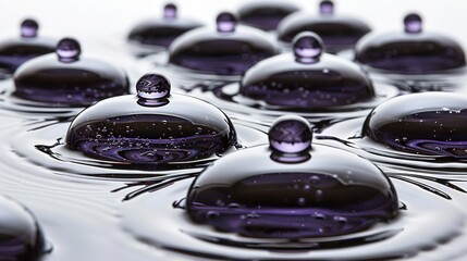 Poster -   A cluster of water droplets glistening atop a pool of water