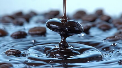   A spoon rests in a chocolate-topped puddle