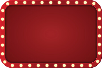 Wall Mural - retro light box frame border with 6:4 aspect ratio, red shining marquee banner, vector isolated, cut