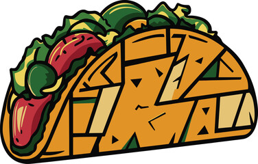 Mexican Vector Tacos illustration On White Background.