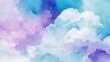 © Reazy Studio - Cyan blue and purple watercolor background abstract puffy clouds in bright colors