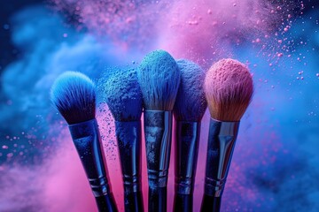 Cosmetic Brushes And Explosion Colorful Powders