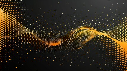 Poster -  A black background with yellow dots on both sides, featuring a wave of dots on the left