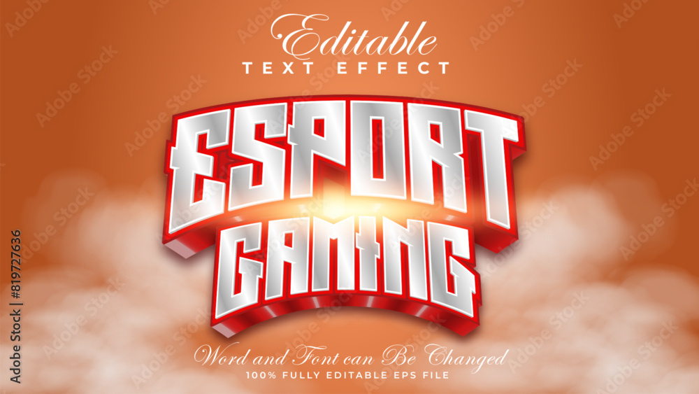 Editable 3d text effect Esport Gaming with cloud and yellow background ...