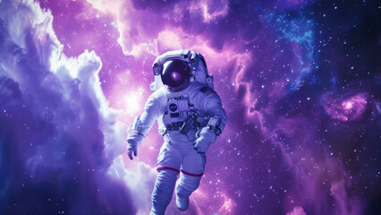 Wall Mural - An astronaut floating in space against a stunning cosmic background