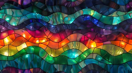 Wall Mural - Stained glass captures the mesmerizing look of the Northern Lights Seamless Pattern