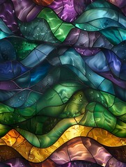 Wall Mural - Stained glass captures the mesmerizing look of the Northern Lights Seamless Pattern