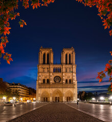 Wall Mural - notre dame at night