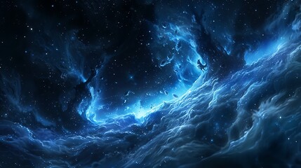 Wall Mural - dark blue sky was filled with stars, and the background of flowing starlight formed an ethereal nebula