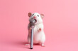 © Zay WIn Htai - Cute white mouse singing with microphone