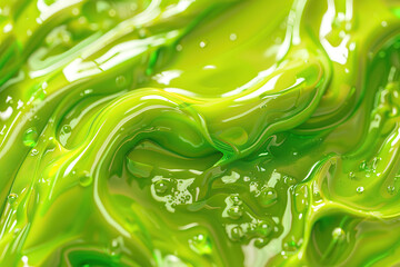 Canvas Print - close up horizontal image of a fluorescent green glossy fluid