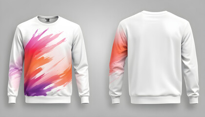 Set of white front and back view tee sweatshirt sweater mockup 1