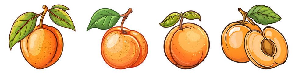 Sticker - Peach, Illustration, PNG set