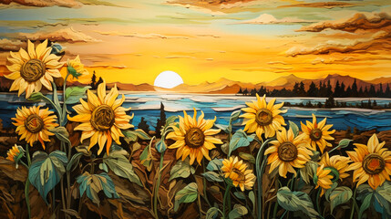 Canvas Print - Artistic Landscape in the Style of Van Gogh
