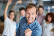 © peopleimages.com - Business people, portrait and fist with teamwork achievement with colleagues for deal, victory or celebration. Men, women and target bonus or startup funding with growth, winning or collaboration