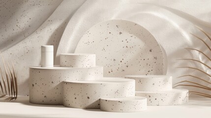 Leinwandbilder - An empty cylinder box with Terrazzo texture used for a cosmetic product display on the natural beauty poduim backdrop.