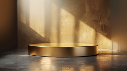 Poster - Abstract gold podium empty pedestal background stage of 3d studio presentation mockup scene or luxury golden product platform template display and minimal shiny. Generative AI.