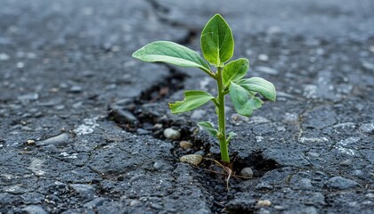 Wall Mural - Plant growing and come out the crack