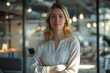 © ArtSpree - plus-size business coach who teaches leadership skills. Generative AI. Beautiful simple AI generated image in 4K, unique.