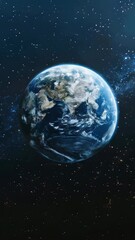 Wall Mural - a close up of the earth with a blue sky and stars in the background. concept of awe and wonder at th