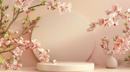 Leinwandbilder - 3D rendering of natural beauty podium backdrop with Spring flower.