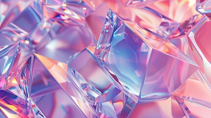 Leinwandbilder - Geometric crystal background, reflective texture, liquid. 3D rendering.