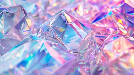 Leinwandbilder - Iridescent texture, geometric crystal background, liquid 3D render.
