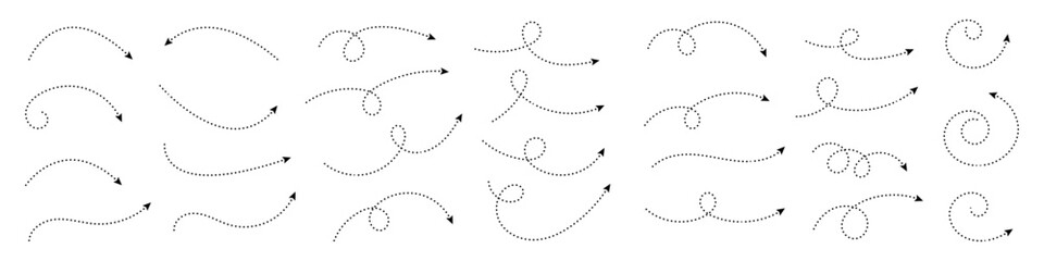 Wall Mural - curved dotted arrow. zigzag arrow stripes design with dotted lines.