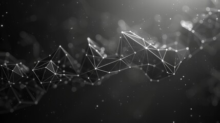 Aufkleber - A low polygonal space with connecting dots and lines. A 3D rendering of the scene.