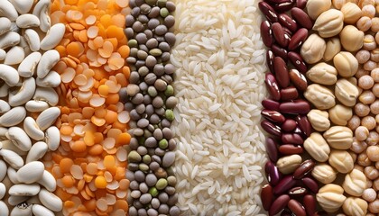 Canvas Print - Organic Legume Medley: White Rice, Lentils, Chickpeas, and Kidney Beans in a Raw Composition