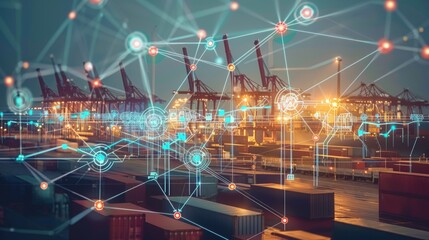 Digital Transformation in Logistics: Abstract Network Connections at Container Port - Design for Posters and Presentations