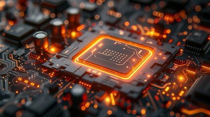 Poster - Background of abstract electronic board in futuristic style