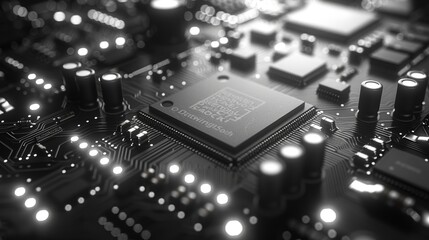 Poster - An abstract black and white electronic board background
