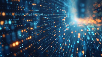 Matrix background of digital binary code - 3D rendering of scientific data binary code network conveying connectivity, complexity, and data flood of modern digital era