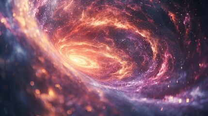 Wall Mural - A spiral galaxy with a bright orange center