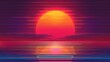 © Bundi - An 80s sun with striped bottom. A sunrise or sunset inspired by synthwave or arcade games