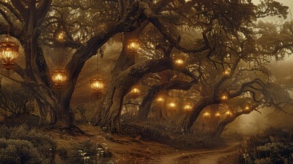Wall Mural - Documentary photography capturing enchanted luminous forest scenes