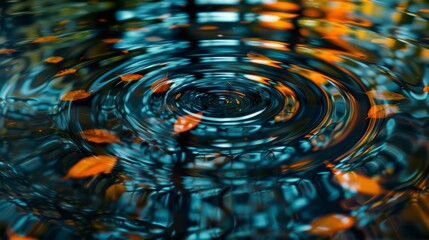 Wall Mural - macro photograph of a rippling water surface, capturing the reflections and fluid motion. concept of