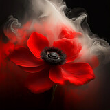 Fototapeta Tulipany - Czerwony kwiat zawilec, abstrakcja