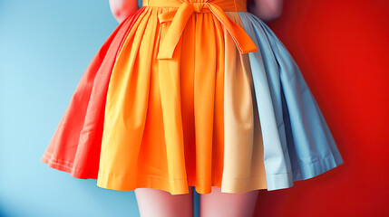 Wall Mural - Colorful bow skirt on blue background