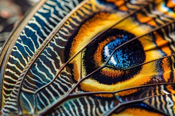 Sticker - Macro shot of a colorful butterfly wing