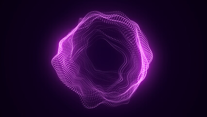Wall Mural - technology pink sphere with connecting dots. digital abstract network structure. 3d rendering.