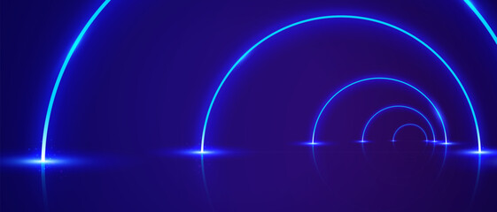 Wall Mural - Futuristic Blue Neon Lightning Tunnel