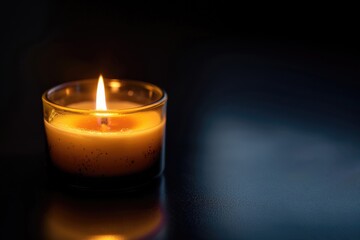 Canvas Print - A lit candle on a table, suitable for various concepts